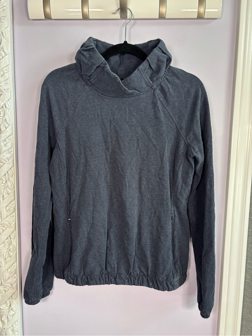 lululemon athletica After All Pullover Charcoal Cozy Athletic Funnel Neck Size 6